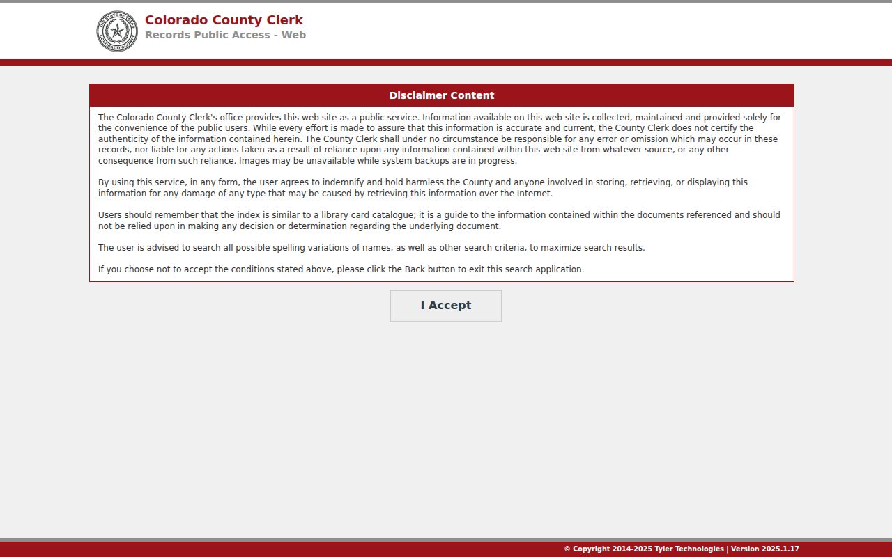 Colorado County Records Public Access portal for court documents and requests