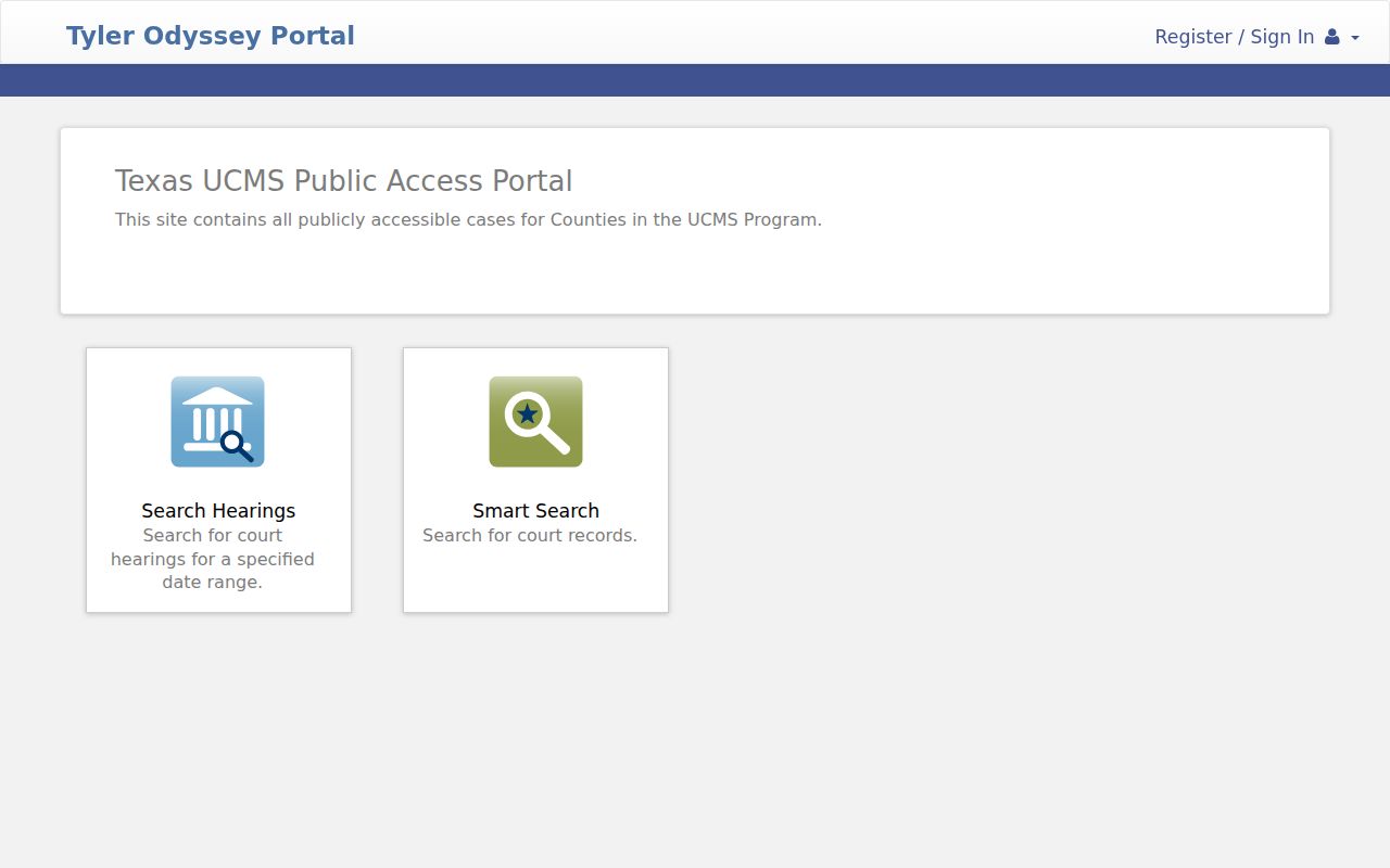 Tyler UCMS Smart Search for Colorado County criminal court cases